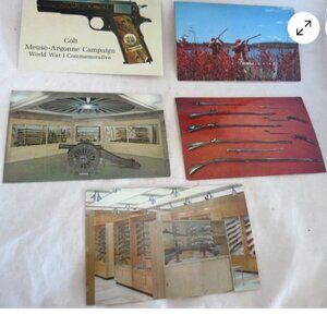 5 Misc. advertising postcards firearms Remington Colt Bennington Museum